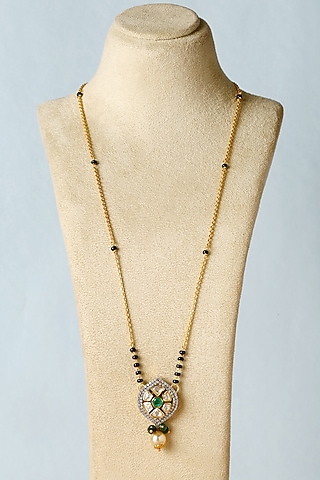 White Finish Moissanite Temple Necklace In Sterling Silver by Mero