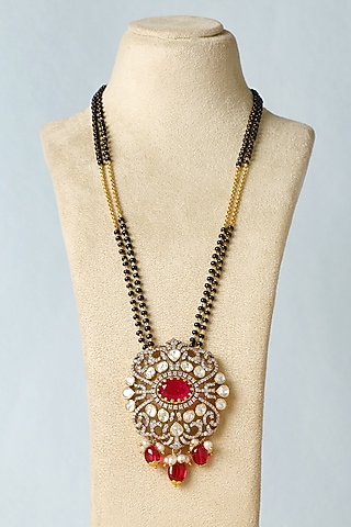White Finish Moissanite Temple Necklace In Sterling Silver by Mero
