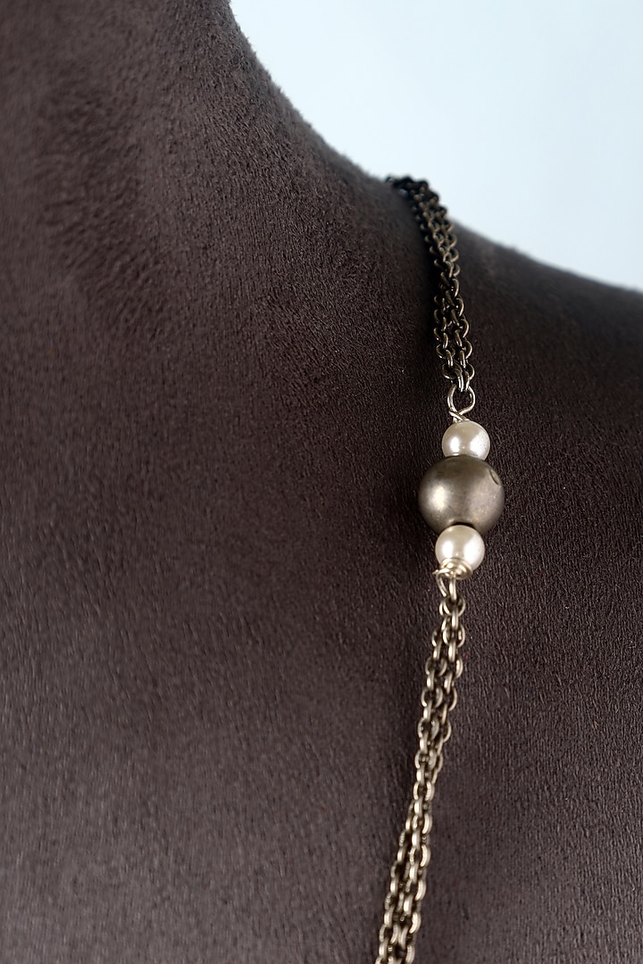 White Finish Moissanite Temple Necklace In Sterling Silver by Mero at Pernia's Pop Up Shop