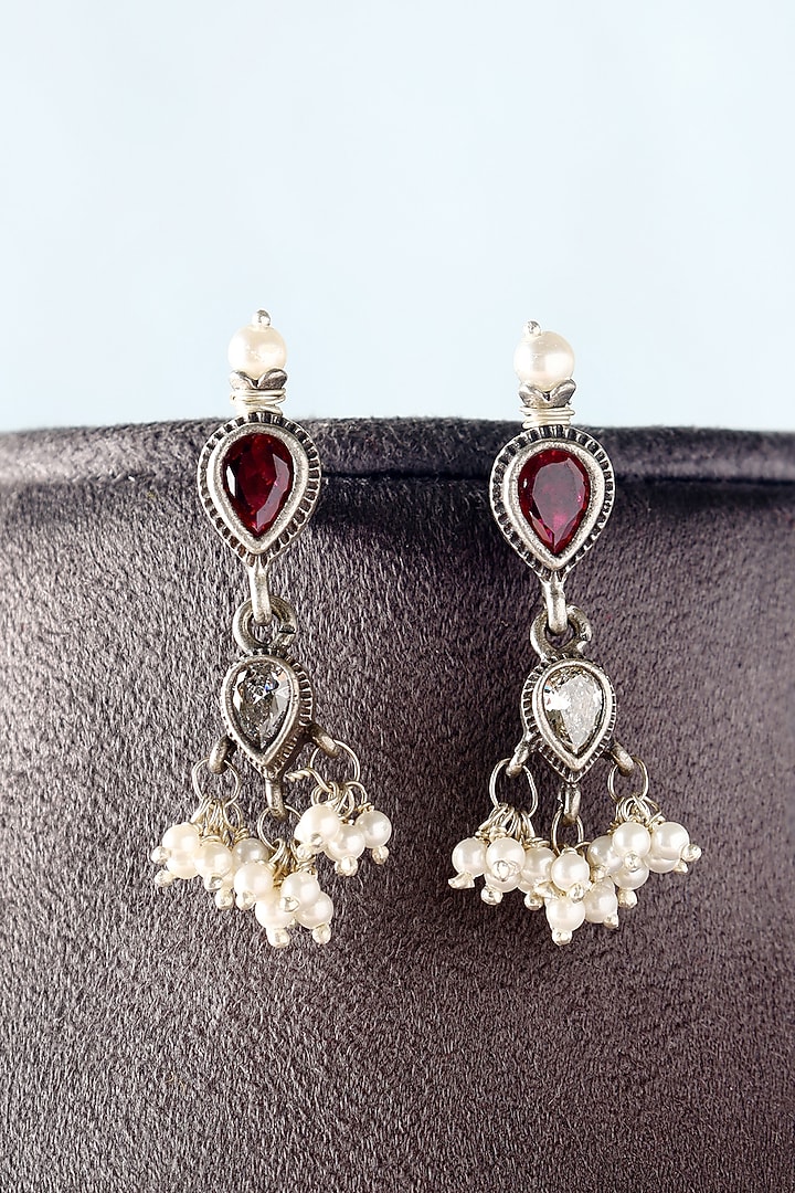 White Finish Moissanite Temple Necklace Set In Sterling Silver by Mero at Pernia's Pop Up Shop