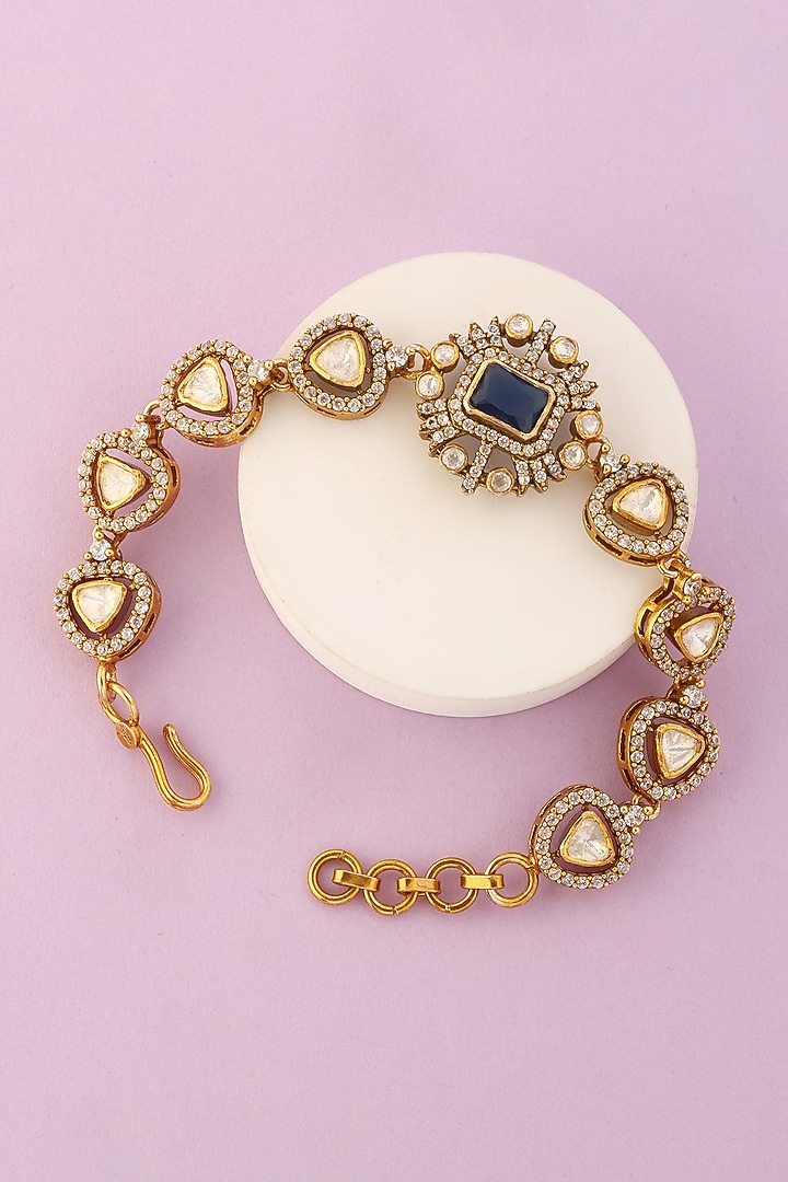 White Finish Moissanite Temple Bracelet In Sterling Silver by Mero at Pernia's Pop Up Shop