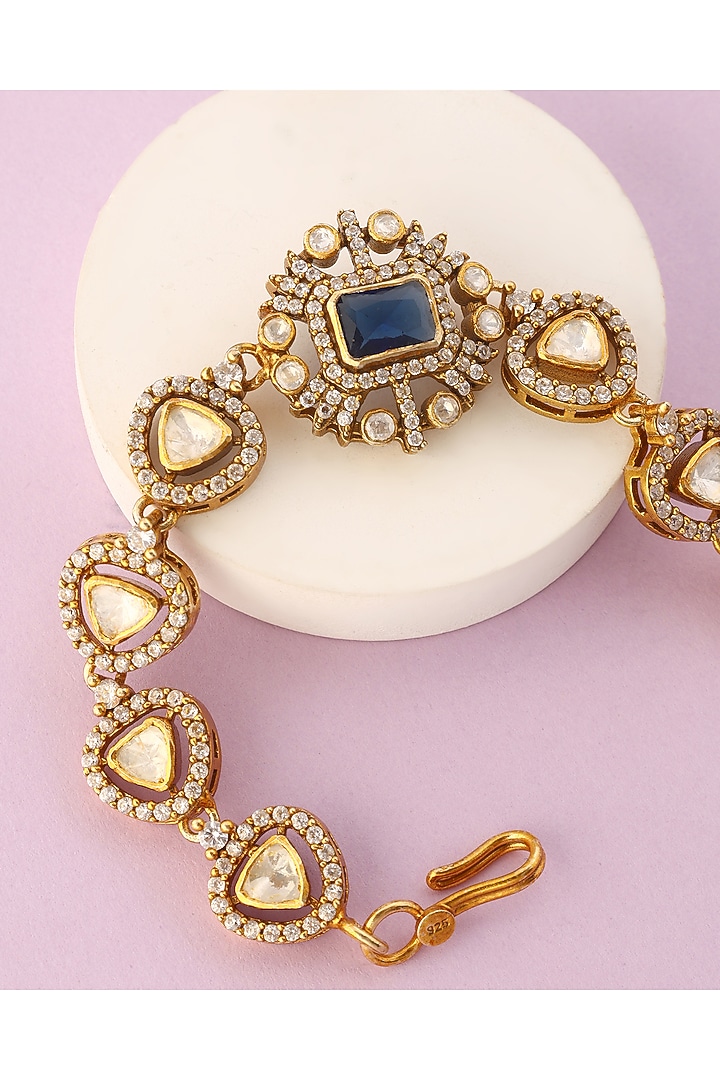 White Finish Moissanite Temple Bracelet In Sterling Silver by Mero at Pernia's Pop Up Shop