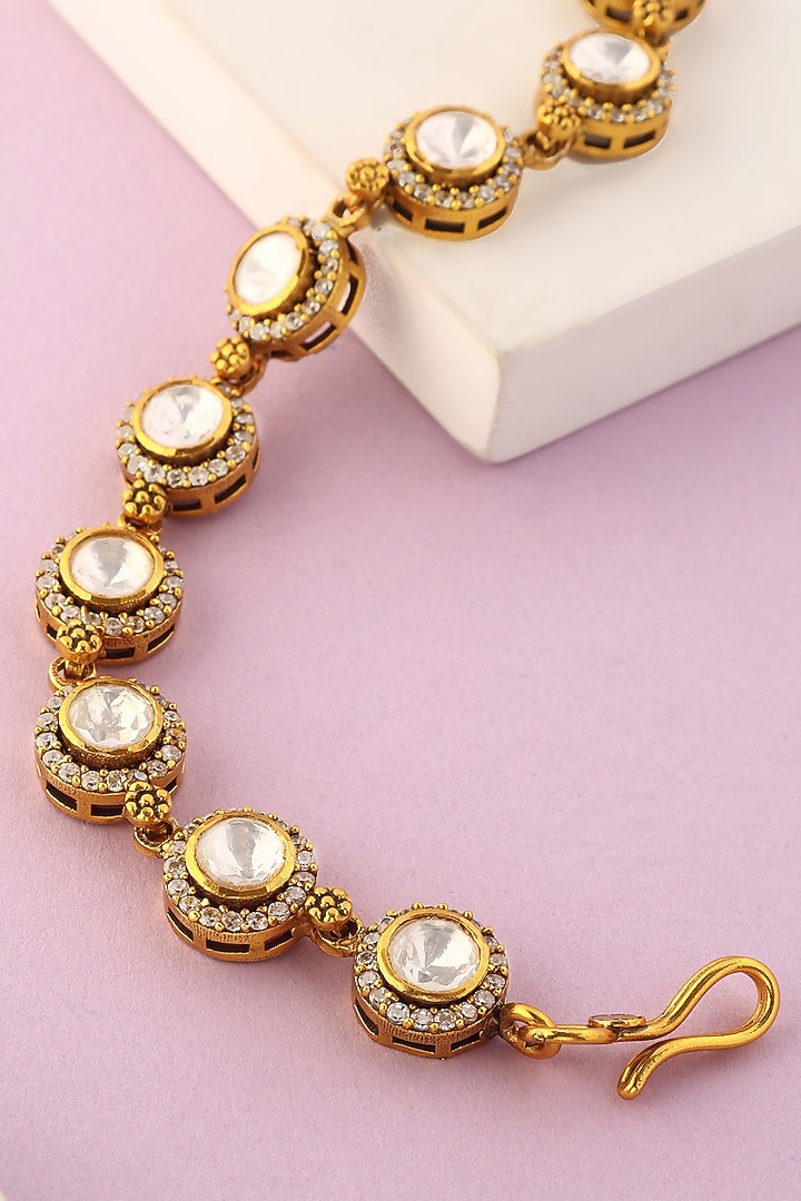 White Finish Moissanite Temple Bracelet In Sterling Silver by Mero at Pernia's Pop Up Shop