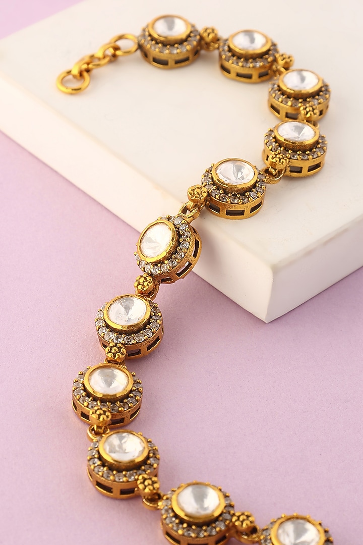White Finish Moissanite Temple Bracelet In Sterling Silver by Mero at Pernia's Pop Up Shop