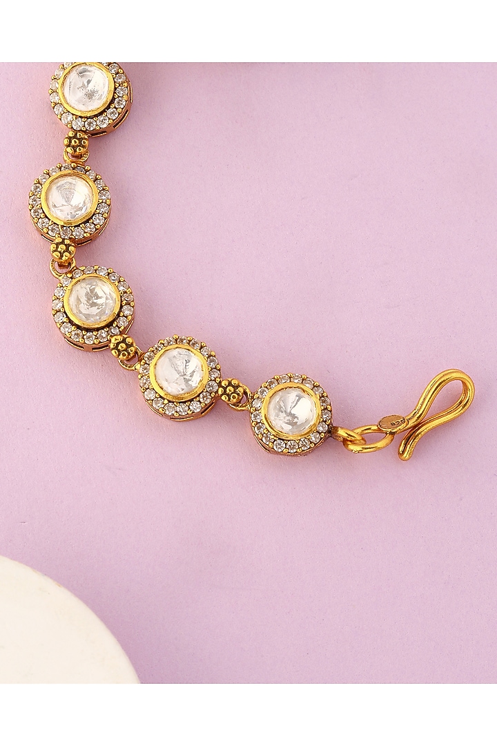 White Finish Moissanite Temple Bracelet In Sterling Silver by Mero at Pernia's Pop Up Shop