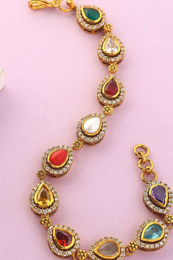 White Finish Moissanite Temple Bracelet In Sterling Silver by Mero at Pernia's Pop Up Shop