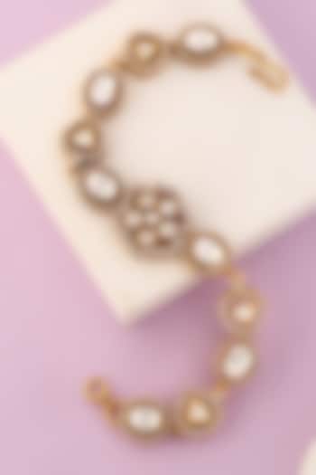 White Finish Moissanite Temple Bracelet In Sterling Silver by Mero at Pernia's Pop Up Shop