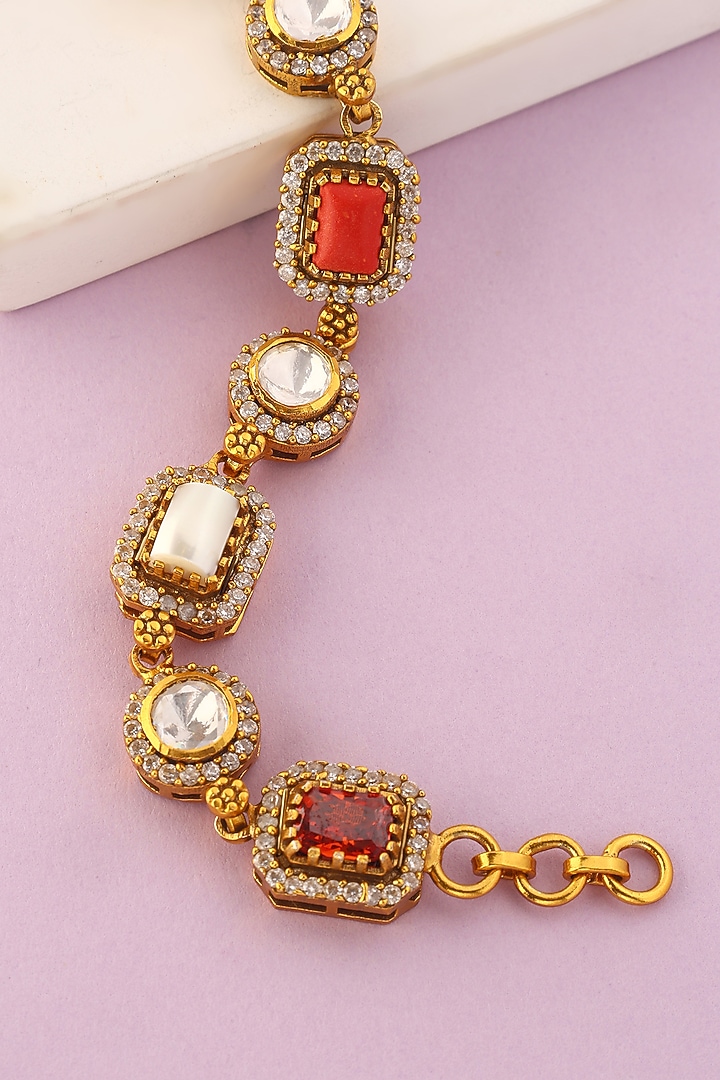 White Finish Moissanite Temple Bracelet In Sterling Silver by Mero at Pernia's Pop Up Shop