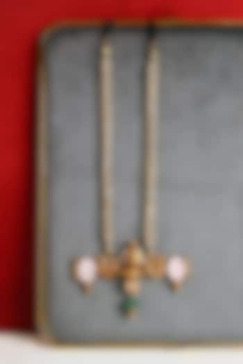 Gold Finish Mother Of Pearl Temple Necklace In Sterling Silver by Mero at Pernia's Pop Up Shop