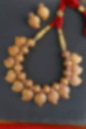 Gold Finish Kempstone Temple Necklace Set In Sterling Silver by Mero at Pernia's Pop Up Shop