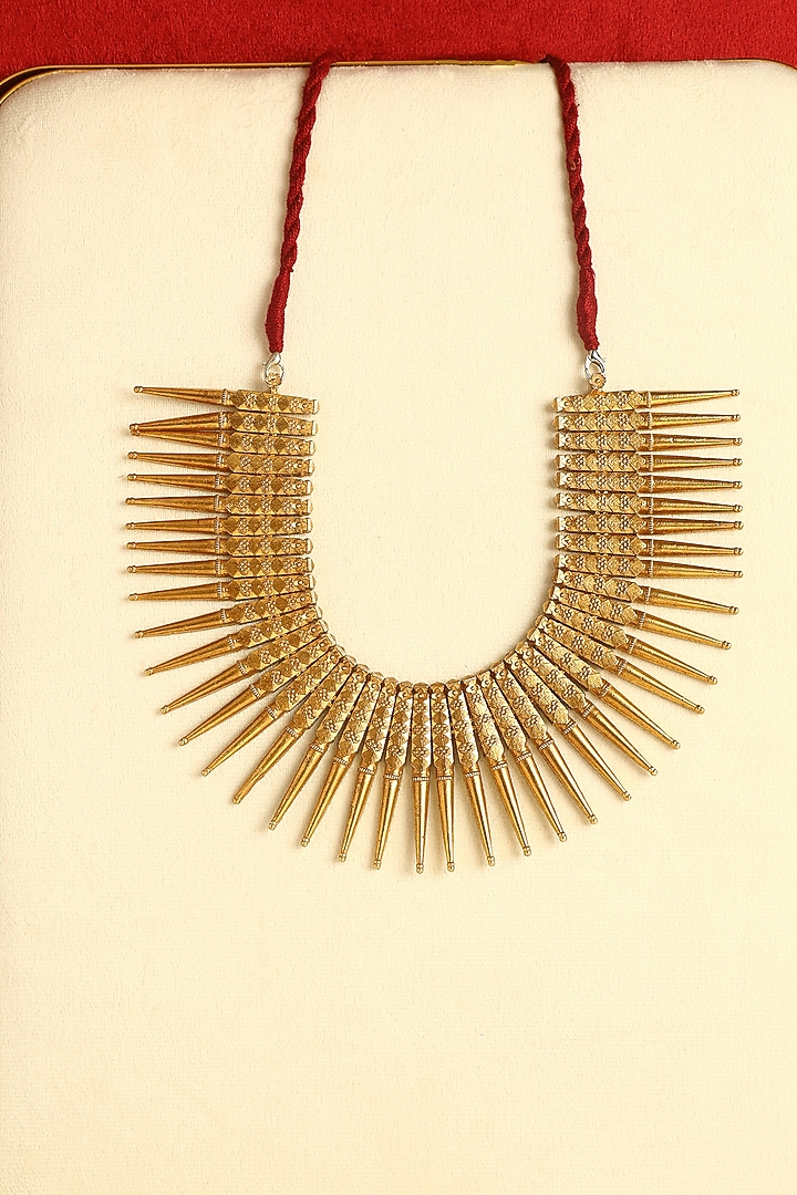 Gold Finish Temple Necklace In Sterling Silver by Mero at Pernia's Pop Up Shop