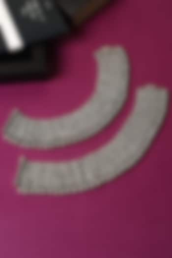 White Finish Temple Anklets In Sterling Silver (Set Of 2) by Mero at Pernia's Pop Up Shop