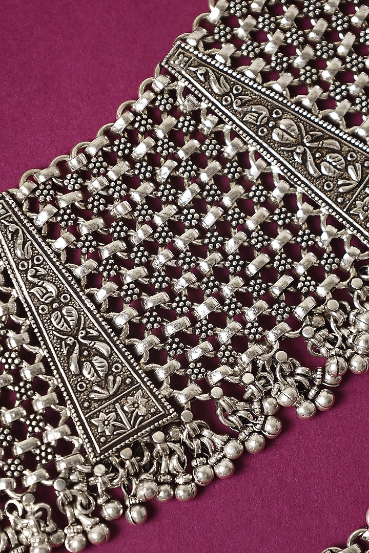 White Finish Temple Anklets In Sterling Silver (Set Of 2) by Mero at Pernia's Pop Up Shop