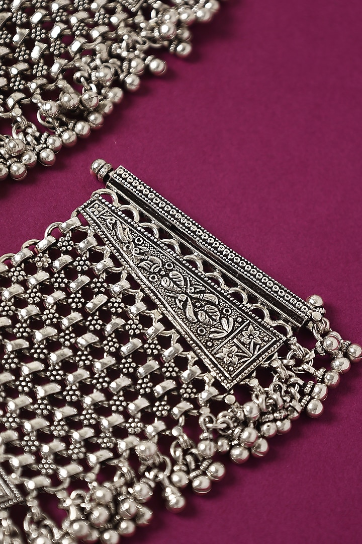 White Finish Temple Anklets In Sterling Silver (Set Of 2) by Mero at Pernia's Pop Up Shop