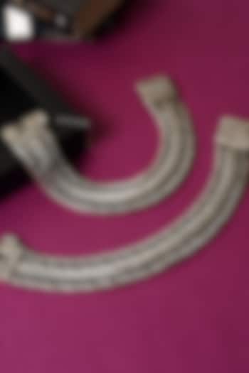 White Finish Temple Anklets In Sterling Silver (Set Of 2) by Mero at Pernia's Pop Up Shop