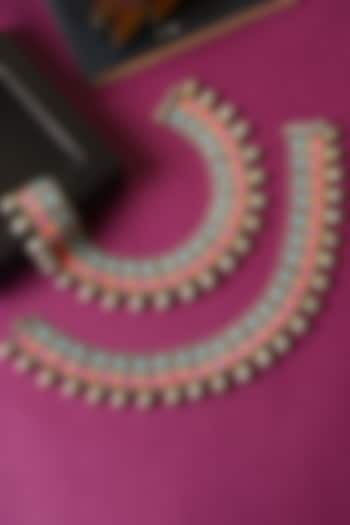 White Finish Temple Anklets In Sterling Silver (Set Of 2) by Mero at Pernia's Pop Up Shop