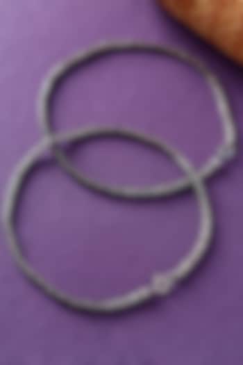 White Finish Temple Anklets In Sterling Silver (Set Of 2) by Mero at Pernia's Pop Up Shop