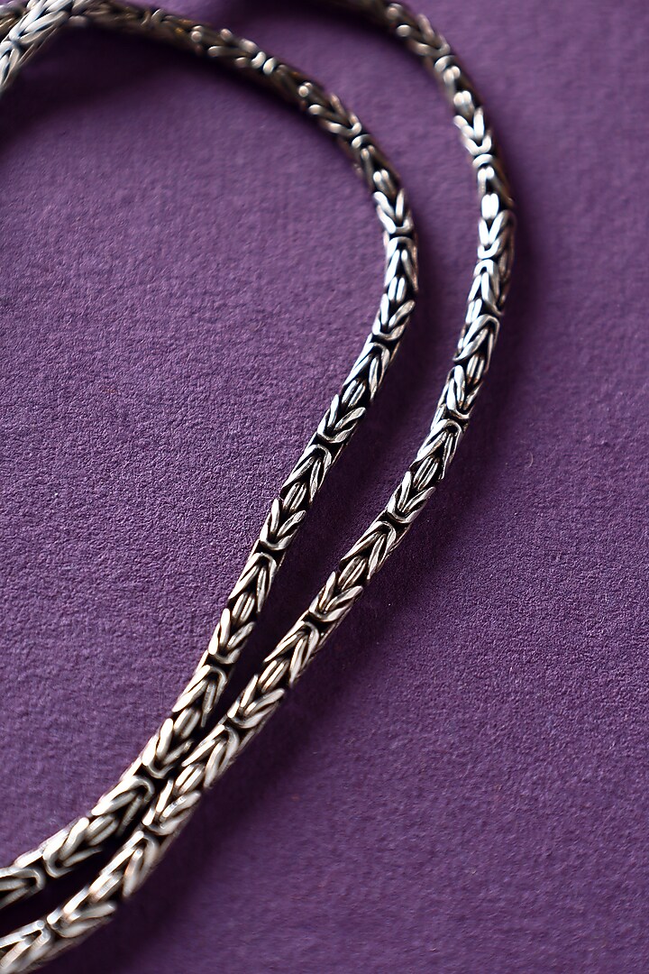 White Finish Temple Anklets In Sterling Silver (Set Of 2) by Mero at Pernia's Pop Up Shop