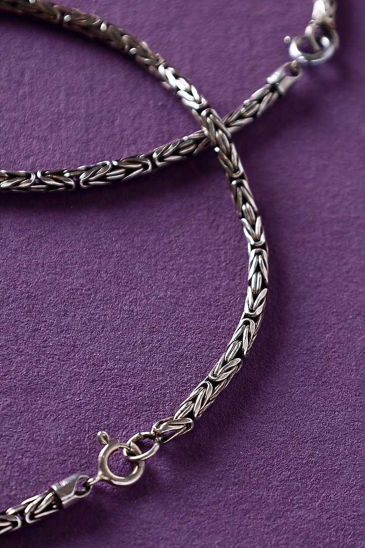 White Finish Temple Anklets In Sterling Silver (Set Of 2) by Mero at Pernia's Pop Up Shop
