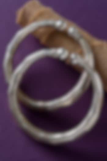 White Finish Temple Anklets In Sterling Silver (Set Of 2) by Mero at Pernia's Pop Up Shop