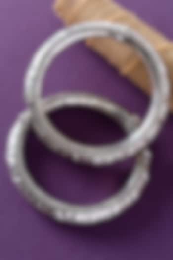 White Finish Temple Anklets In Sterling Silver (Set Of 2) by Mero at Pernia's Pop Up Shop