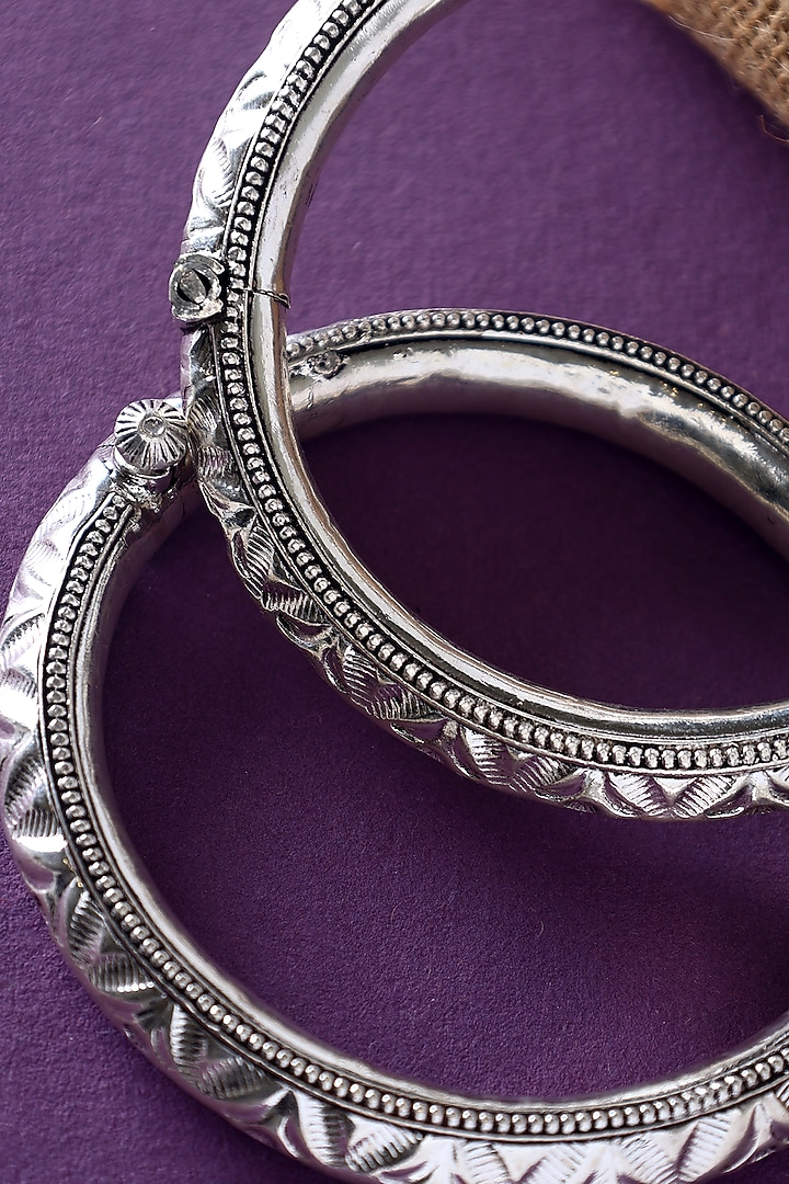 White Finish Temple Anklets In Sterling Silver (Set Of 2) by Mero at Pernia's Pop Up Shop