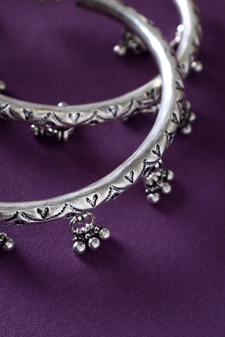 White Finish Temple Anklets In Sterling Silver (Set Of 2) by Mero at Pernia's Pop Up Shop