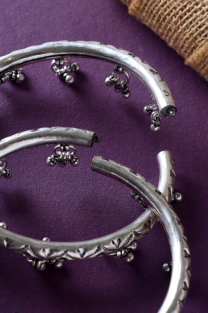 White Finish Temple Anklets In Sterling Silver (Set Of 2) by Mero at Pernia's Pop Up Shop
