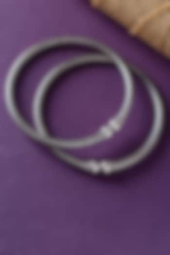 White Finish Temple Anklets In Sterling Silver (Set Of 2) by Mero at Pernia's Pop Up Shop