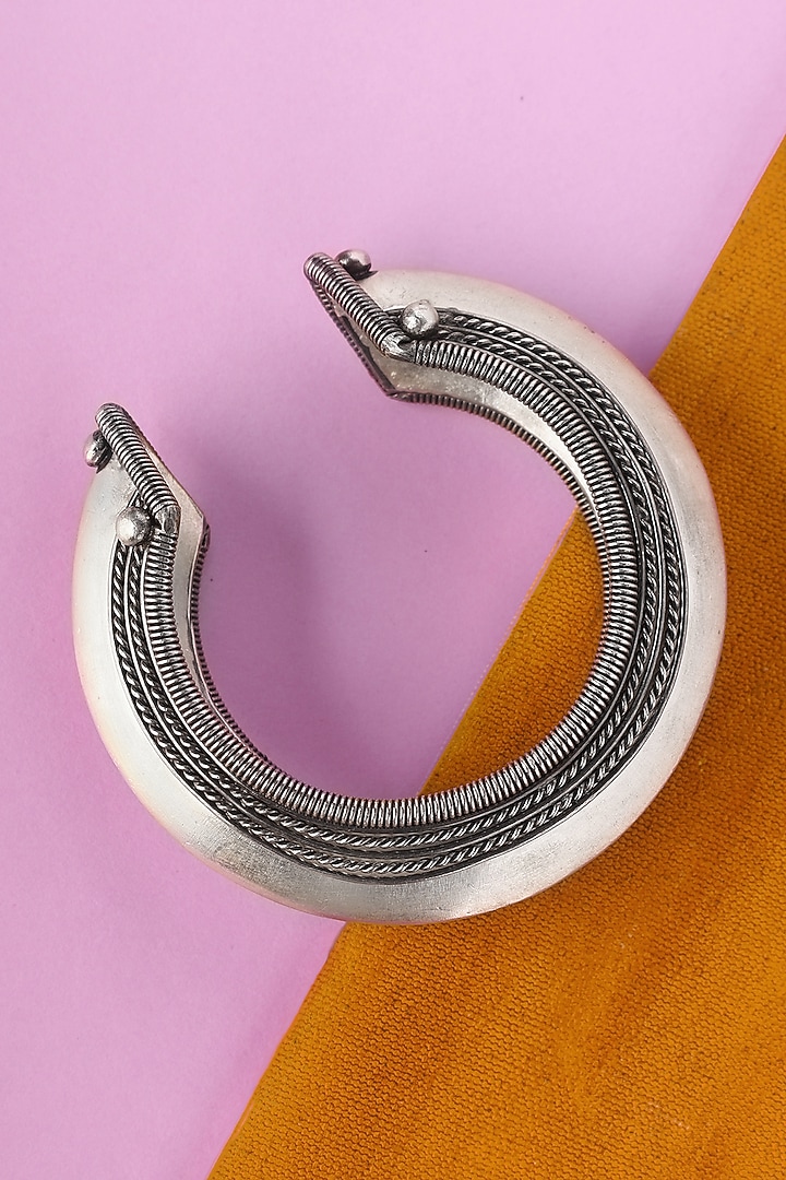 White Finish Temple Bangle In Sterling Silver by Mero at Pernia's Pop Up Shop