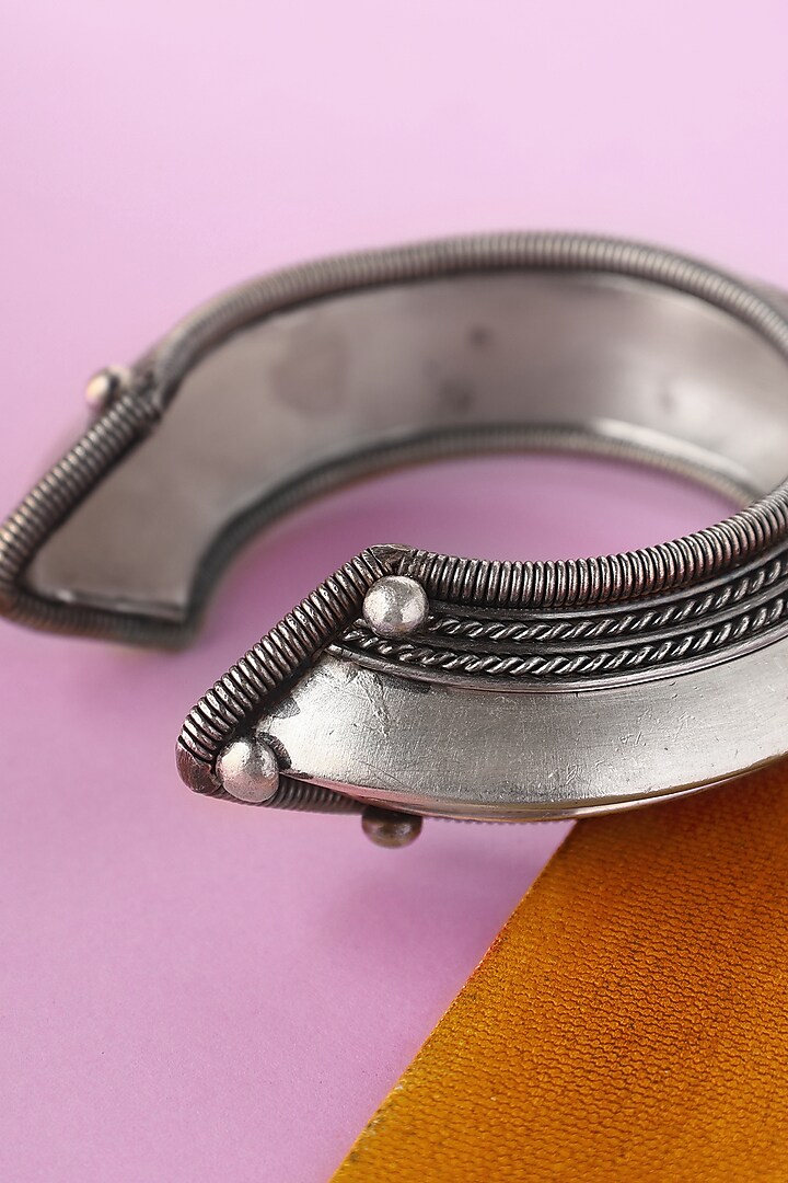 White Finish Temple Bangle In Sterling Silver by Mero at Pernia's Pop Up Shop