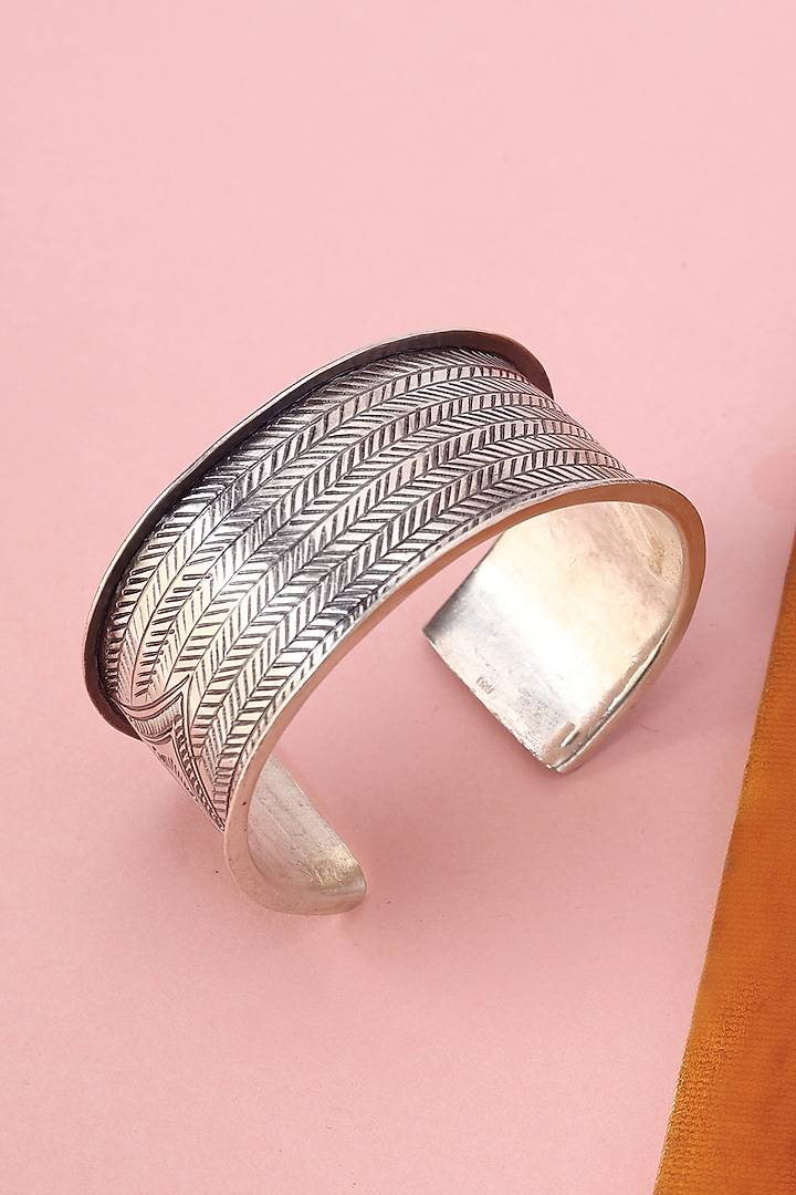 White Finish Temple Bangle In Sterling Silver by Mero at Pernia's Pop Up Shop