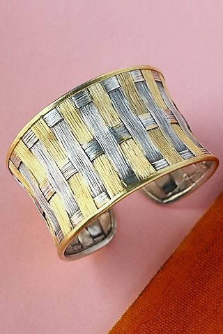 White Finish Temple Bangle In Sterling Silver by Mero
