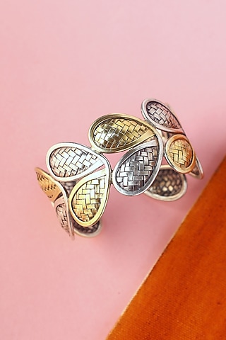 White Finish Temple Bangle In Sterling Silver by Mero