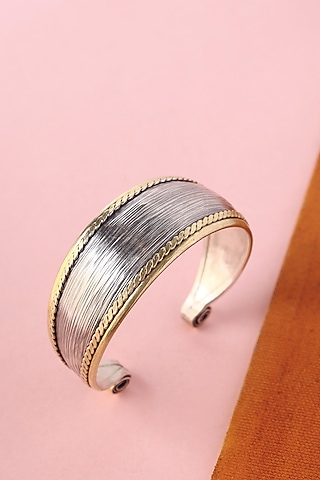 White Finish Temple Bangle In Sterling Silver by Mero