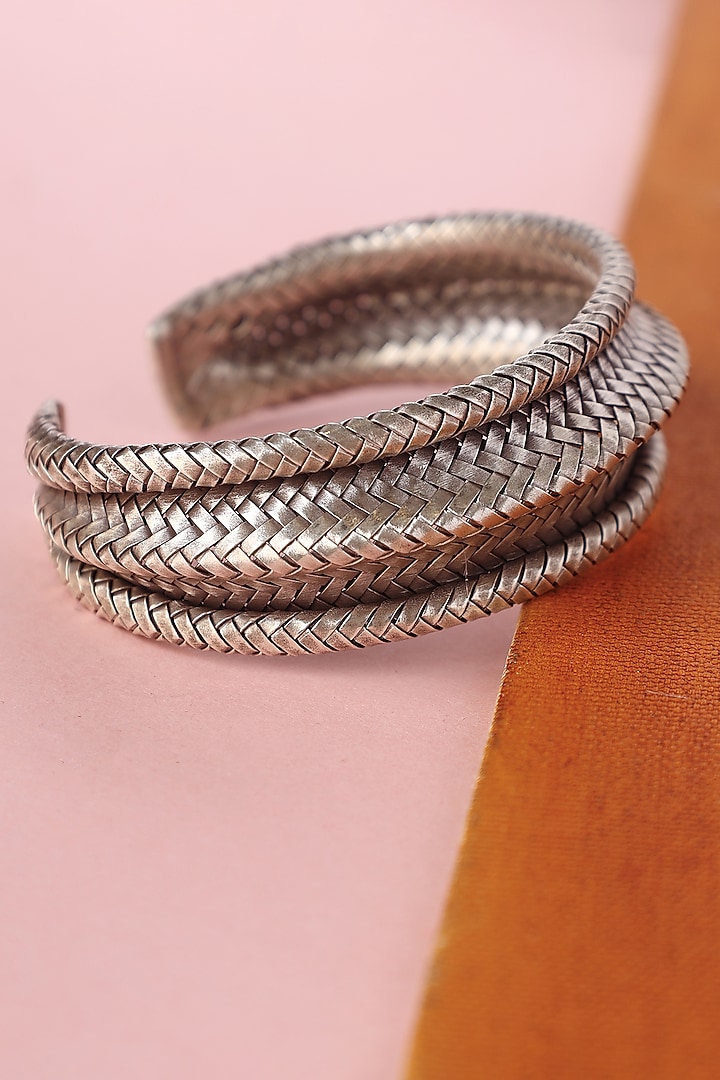 White Finish Temple Bangle In Sterling Silver by Mero at Pernia's Pop Up Shop
