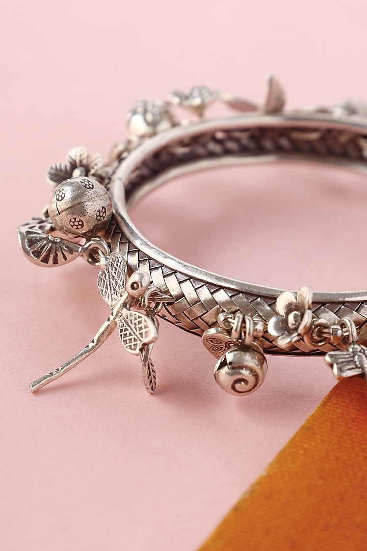 White Finish Temple Bangle In Sterling Silver by Mero at Pernia's Pop Up Shop