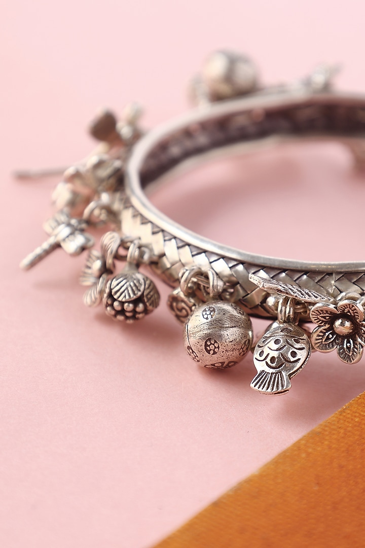 White Finish Temple Bangle In Sterling Silver by Mero at Pernia's Pop Up Shop