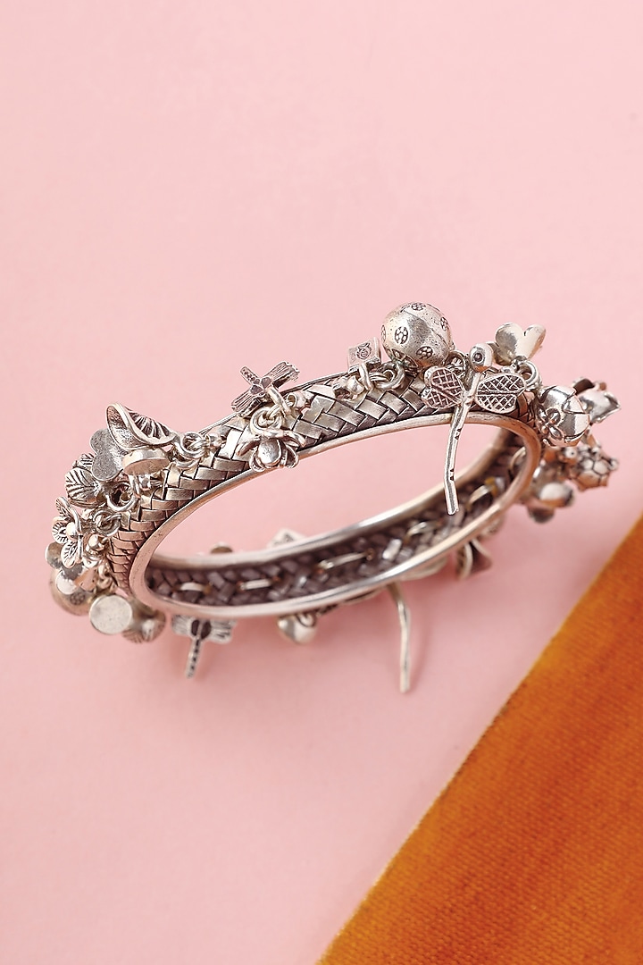 White Finish Temple Bangle In Sterling Silver by Mero at Pernia's Pop Up Shop