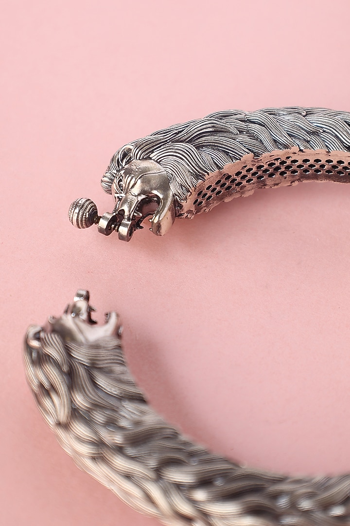 White Finish Temple Bangle In Sterling Silver by Mero at Pernia's Pop Up Shop