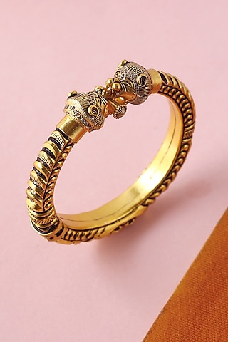 White Finish Temple Bangle In Sterling Silver by Mero