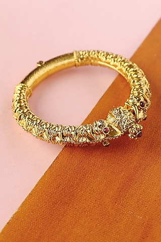 White Finish Temple Bangle In Sterling Silver by Mero
