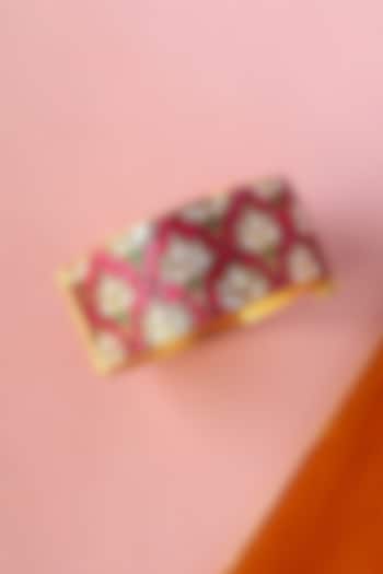 White Finish Kundan Polki Temple Bangle In Sterling Silver by Mero at Pernia's Pop Up Shop