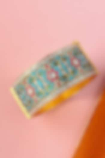 White Finish Kundan Polki Temple Bangle In Sterling Silver by Mero at Pernia's Pop Up Shop