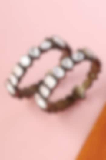 White Finish Moissanite Temple Bangle In Sterling Silver by Mero at Pernia's Pop Up Shop