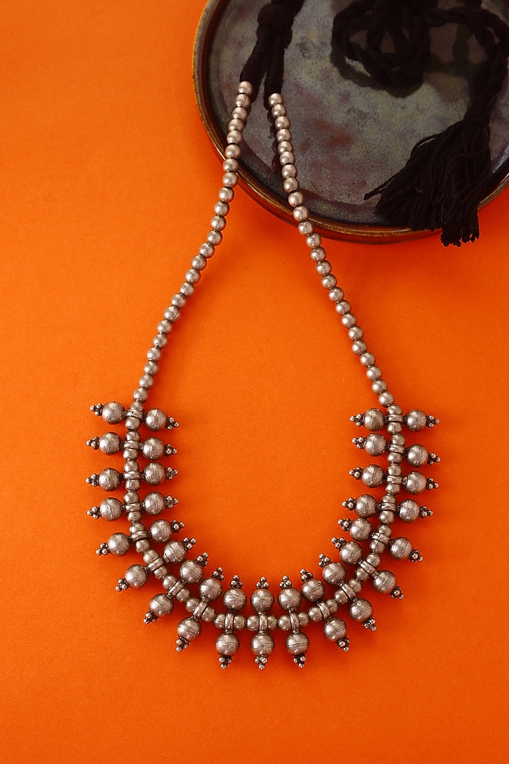 White Finish Temple Necklace In Sterling Silver by Mero at Pernia's Pop Up Shop