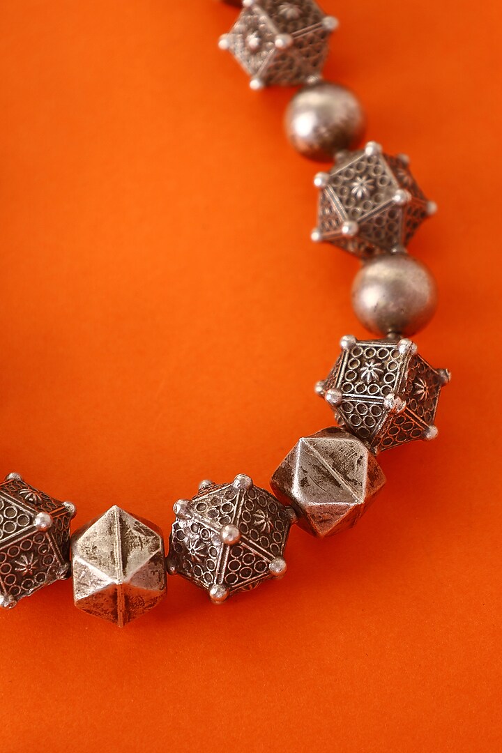White Finish Temple Necklace Set In Sterling Silver by Mero at Pernia's Pop Up Shop