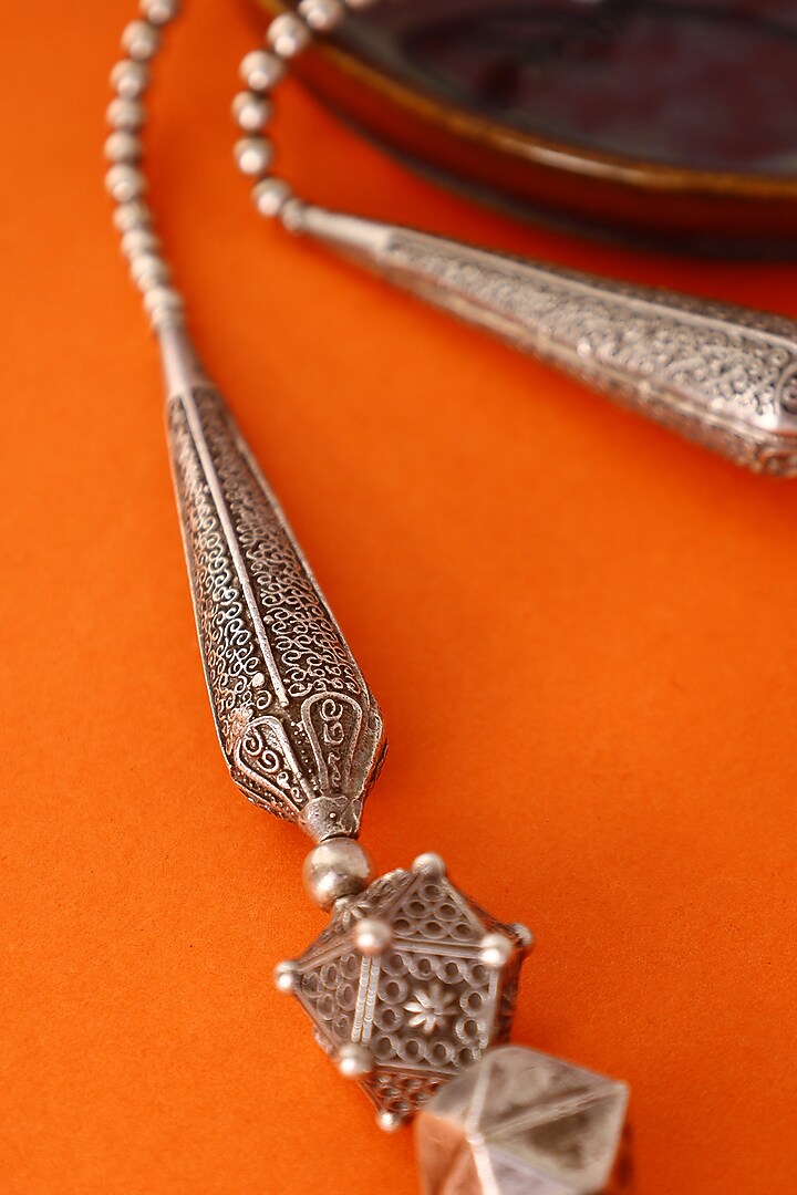 White Finish Temple Necklace Set In Sterling Silver by Mero at Pernia's Pop Up Shop