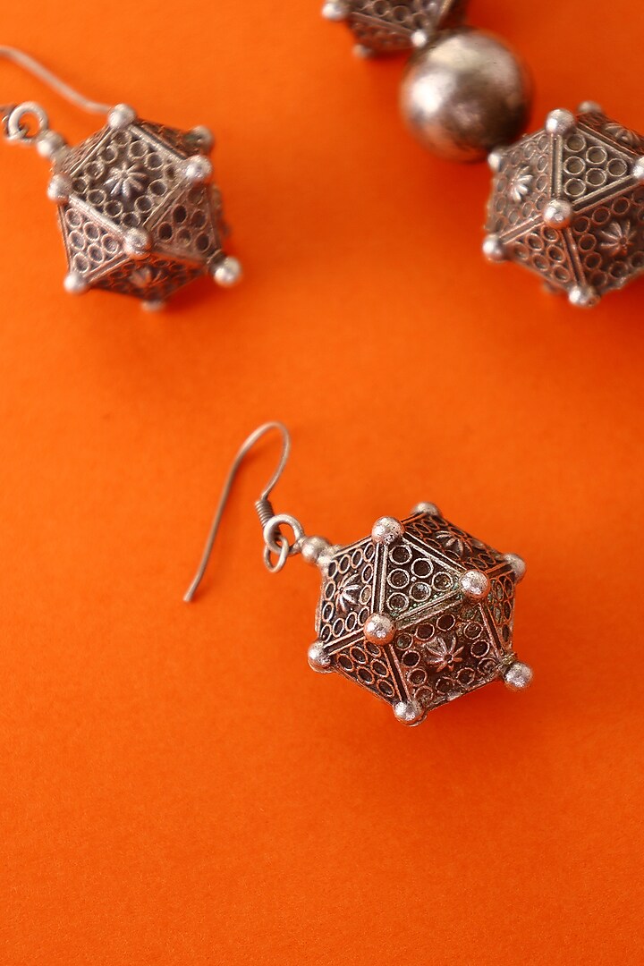White Finish Temple Necklace Set In Sterling Silver by Mero at Pernia's Pop Up Shop