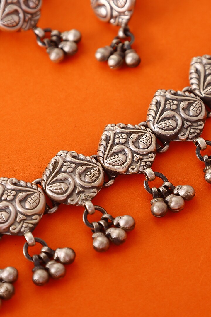 White Finish Temple Necklace Set In Sterling Silver by Mero at Pernia's Pop Up Shop